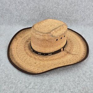 Cody James 6 7/8 Palm Leaf Straw Hat 15X Leather Band Toasted Western Rodeo